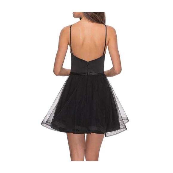 New ~ LA FEMME ~ Satin And Tulle Mini Dress Size 8 HOMECOMING - Picture 2 of 6